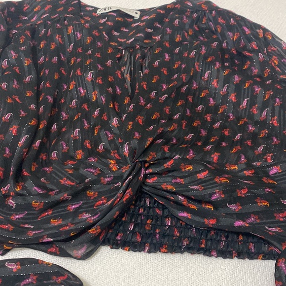 Zara Sky Blue Sheer long sleeve Top S main image 1